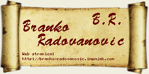 Branko Radovanović vizit kartica